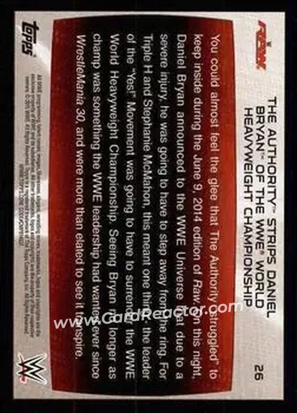 2015 Topps WWE Road to Wrestlemania #26 - The Authority - Back