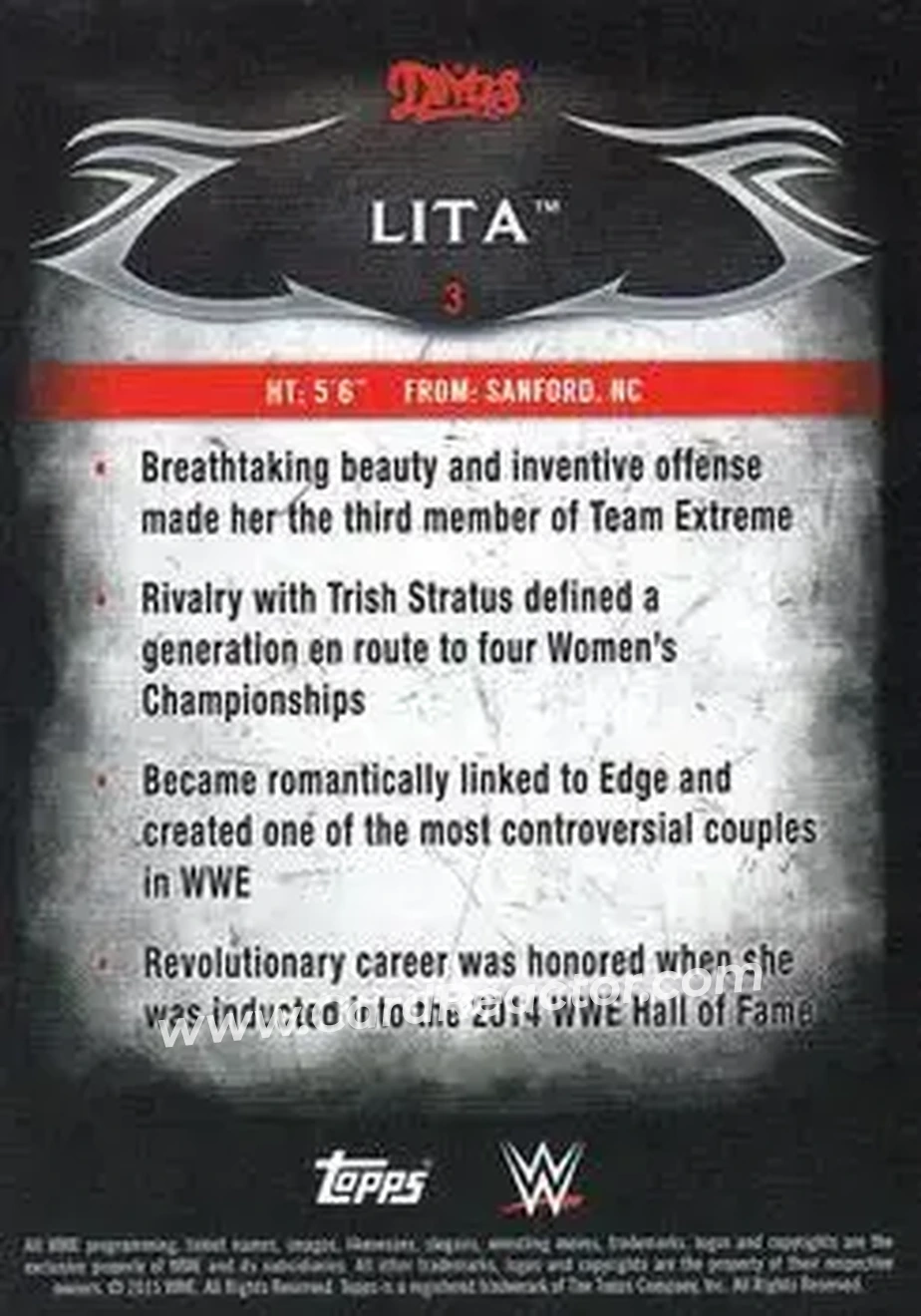 2015 Topps WWE Undisputed #3 - Lita - Back