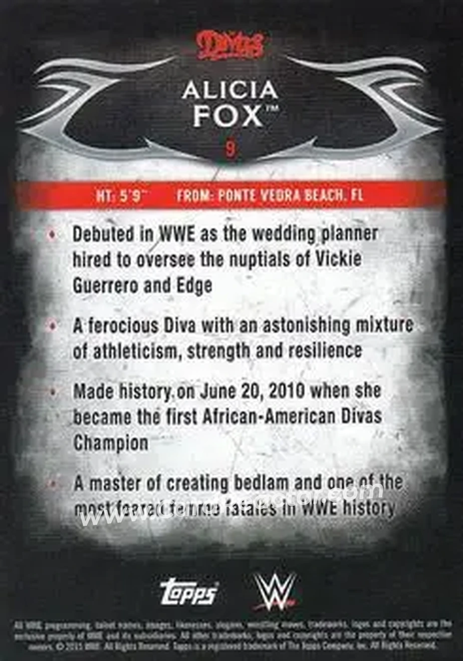 2015 Topps WWE Undisputed #9 - Alicia Fox - Back