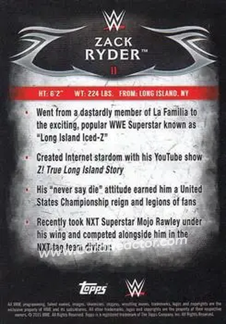 2015 Topps WWE Undisputed #11 - Matt Cardona - Back