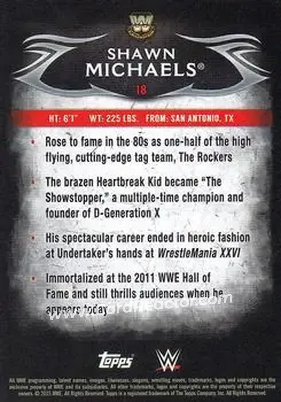 2015 Topps WWE Undisputed #18 - Shawn Michaels - Back