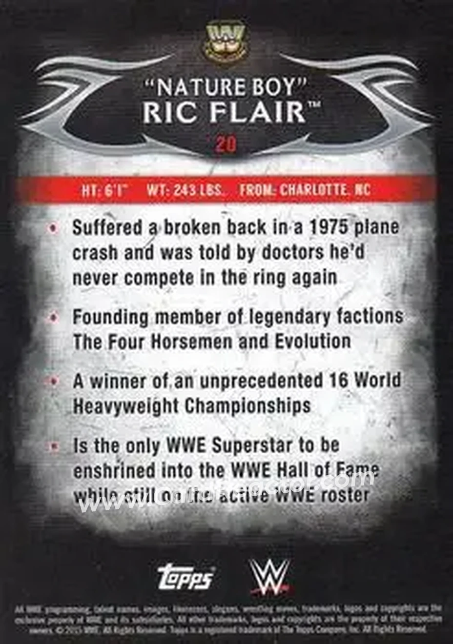2015 Topps WWE Undisputed #20 - Ric Flair - Back 2015 Topps WWE Undisputed #20 - Ric Flair - Back