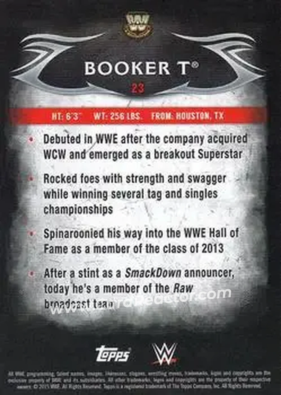 2015 Topps WWE Undisputed #23 - Booker T - Back