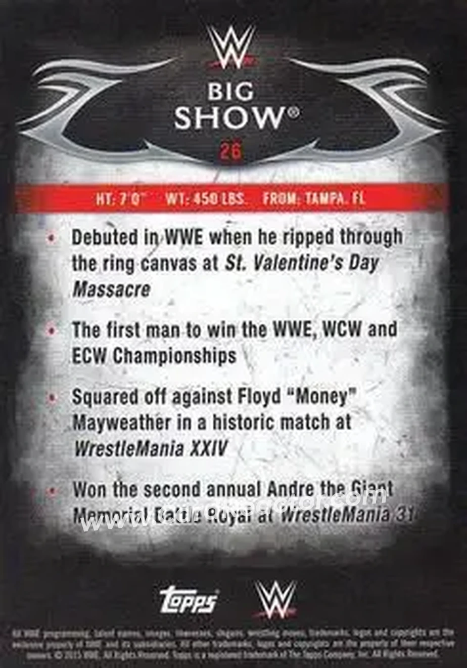 2015 Topps WWE Undisputed #26 - Big Show - Back