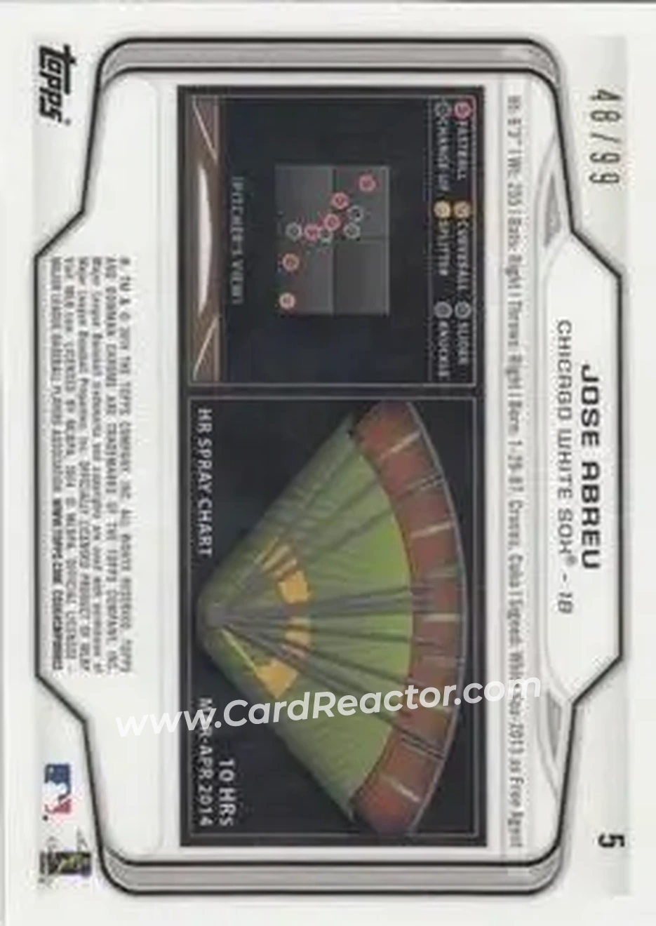 2014 Bowman Chrome #5b - Jose Abreu - Chicago White Sox - Back 2014 Bowman Chrome #5b - Jose Abreu - Chicago White Sox - Back