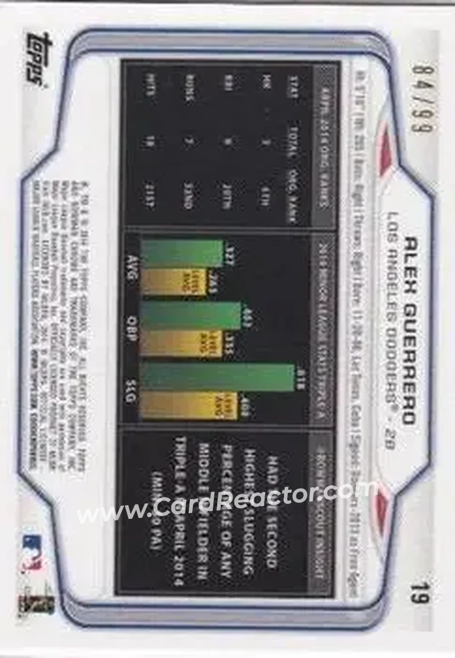 2014 Bowman Chrome #19b - Alex Guerrero - Los Angeles Dodgers - Back