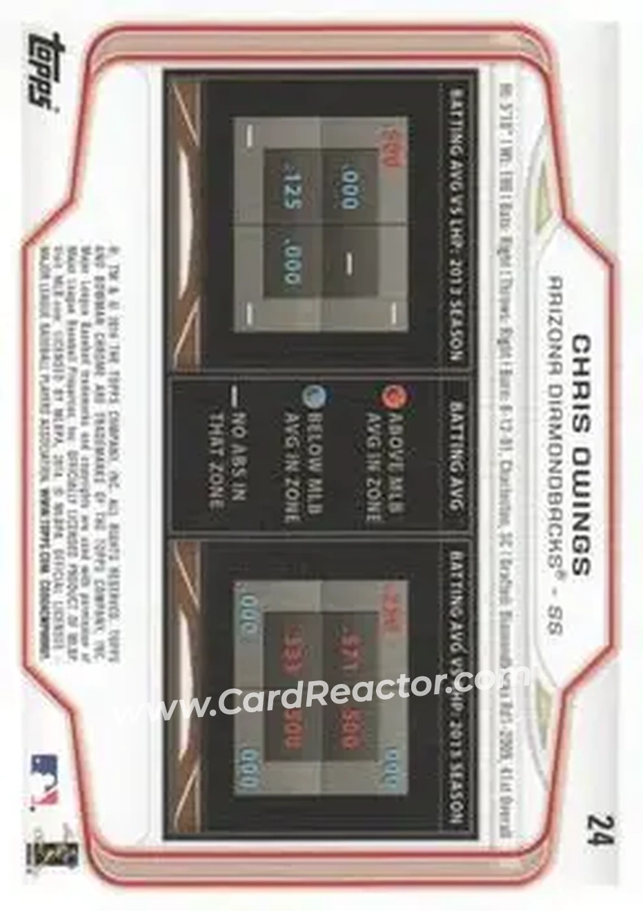 2014 Bowman Chrome #24 - Chris Owings - Arizona Diamondbacks - Back 2014 Bowman Chrome #24 - Chris Owings - Arizona Diamondbacks - Back