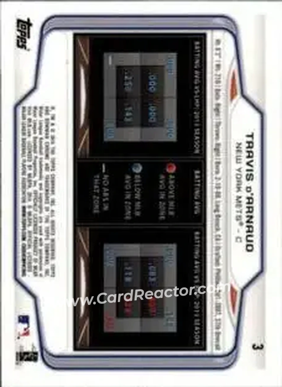 2014 Bowman Chrome Mini #3 - Travis d’Arnaud - New York Mets - Back