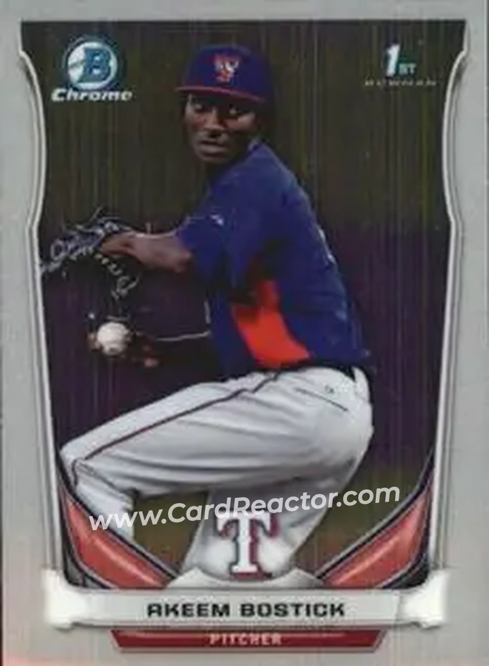2014 Bowman Chrome Mini #5 - Akeem Bostick - Texas Rangers - Front 2014 Bowman Chrome Mini #5 - Akeem Bostick - Texas Rangers - Front