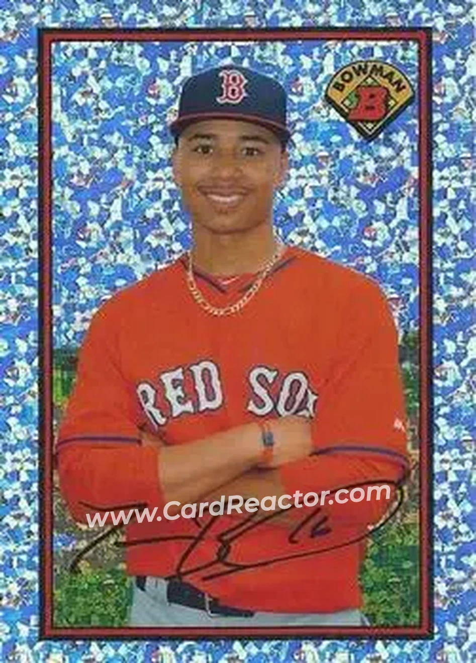 2014 Bowman Sterling - 1989 Bowman is Back Silver Diamond Refractor #89BIB-MB - Mookie Betts - Boston Red Sox - Back
