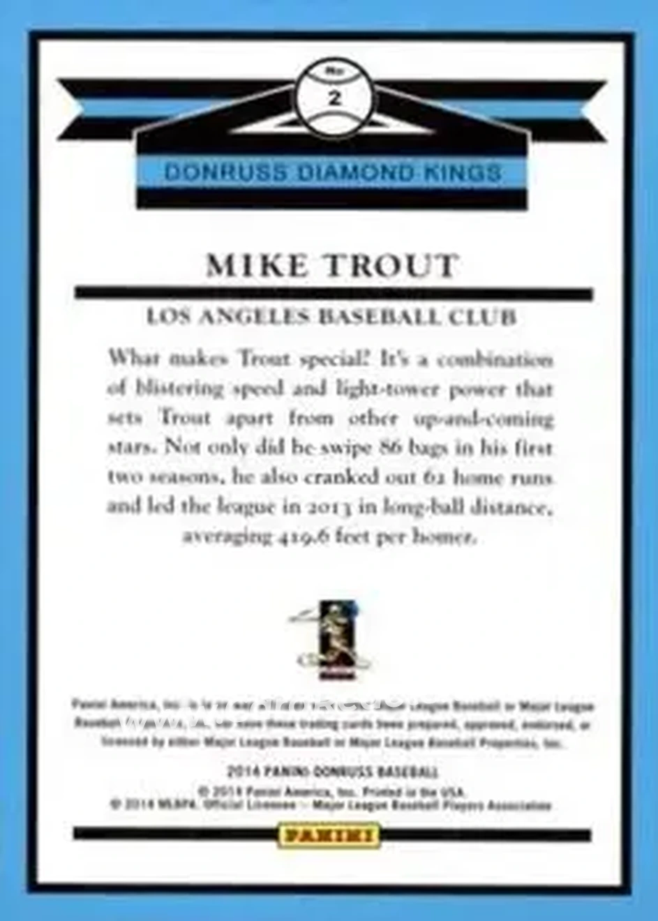 2014 Donruss #2 - Mike Trout - Los Angeles Angels - Back