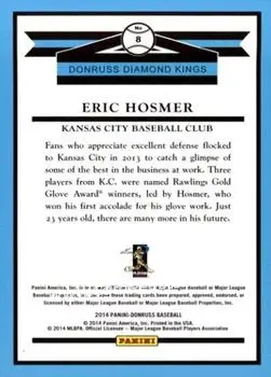 2014 Donruss #8 - Eric Hosmer - Kansas City Royals - Back