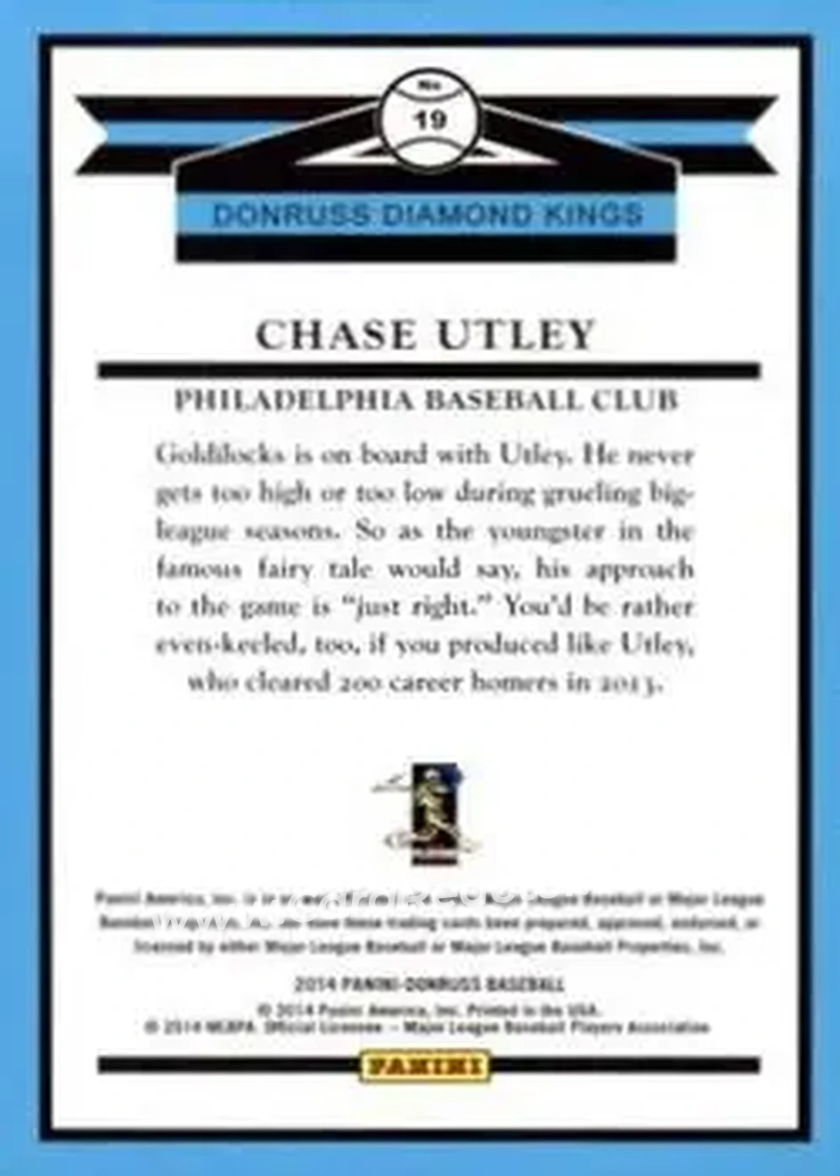 2014 Donruss #19 - Chase Utley - Philadelphia Phillies - Back 2014 Donruss #19 - Chase Utley - Philadelphia Phillies - Back