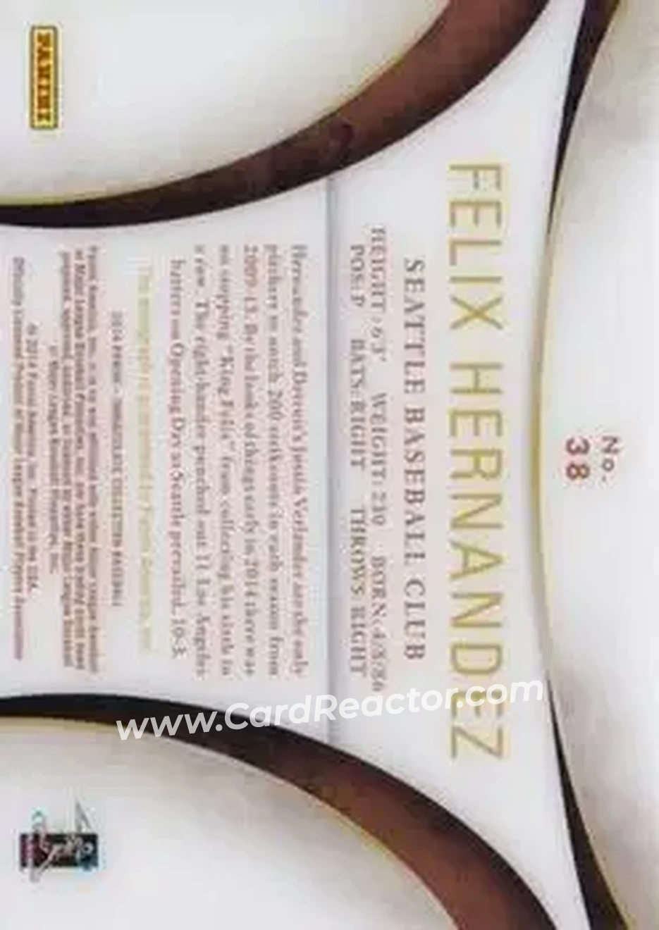 2014 Panini Immaculate Collection - Immaculate Ink Holo Gold #38 - Felix Hernandez - Seattle Mariners - Back