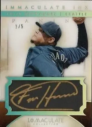 2014 Panini Immaculate Collection - Immaculate Ink Holo Gold #38 - Felix Hernandez - Seattle Mariners