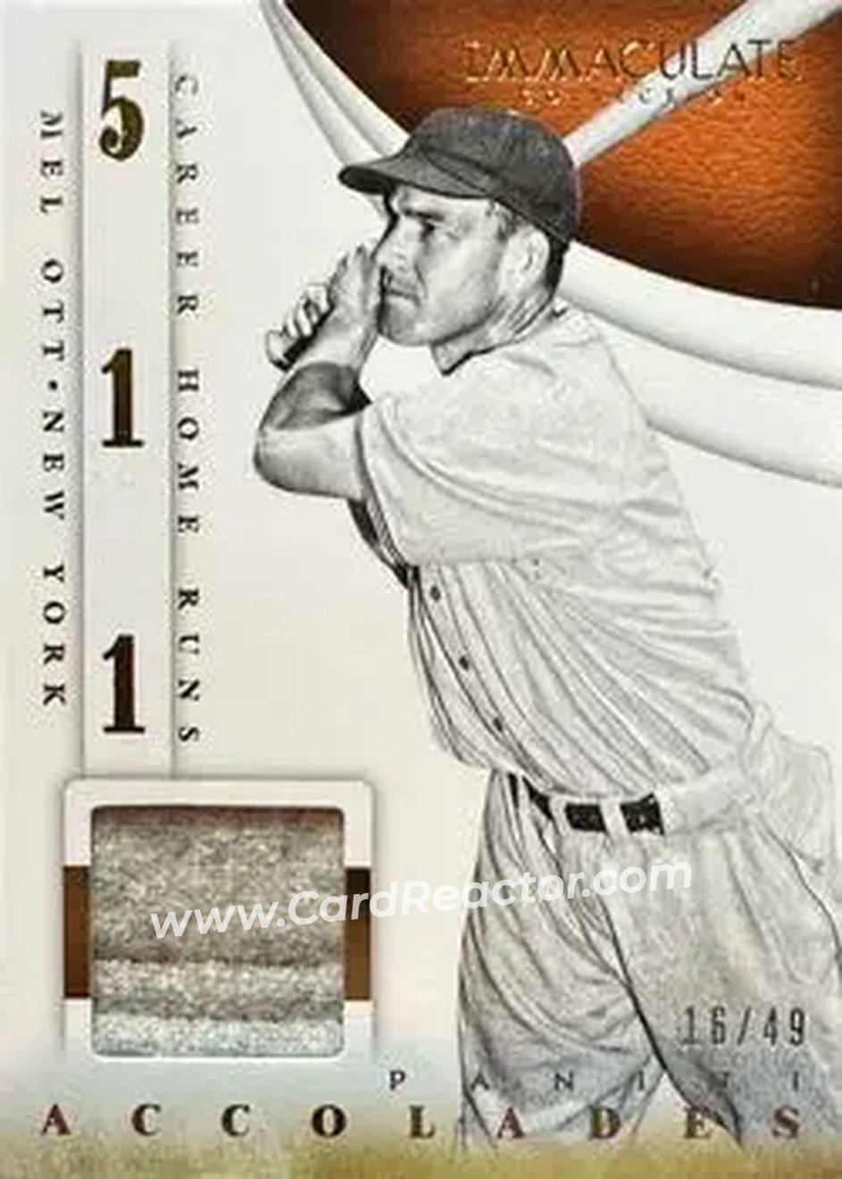 2014 Panini Immaculate Collection - Accolades Materials #9 - Mel Ott - New York Giants - Front