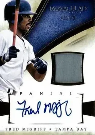2014 Panini Immaculate Collection - Immaculate Autograph Materials #11 - Fred McGriff - Tampa Bay Devil Rays