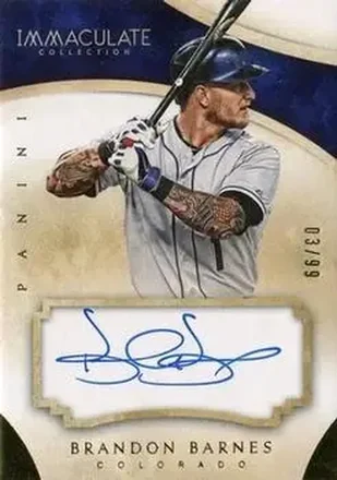 2014 Panini Immaculate Collection - Immaculate Autographs #96 - Brandon Barnes - Colorado Rockies