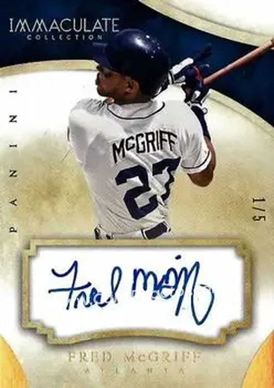 2014 Panini Immaculate Collection - Immaculate Autographs Gold #77 - Fred McGriff - Atlanta Braves - Front 2014 Panini Immaculate Collection - Immaculate Autographs Gold #77 - Fred McGriff - Atlanta Braves - Front