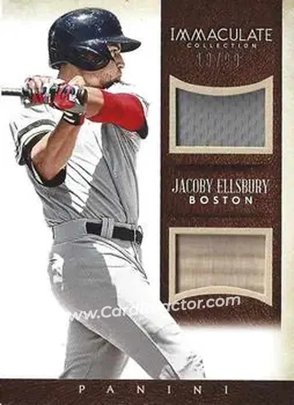 2014 Panini Immaculate Collection - Immaculate Duals Memorabilia #15 - Jacoby Ellsbury - Boston Red Sox - Front 2014 Panini Immaculate Collection - Immaculate Duals Memorabilia #15 - Jacoby Ellsbury - Boston Red Sox - Front