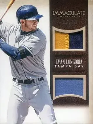 2014 Panini Immaculate Collection - Immaculate Duals Memorabilia Prime #3 - Evan Longoria - Tampa Bay Rays