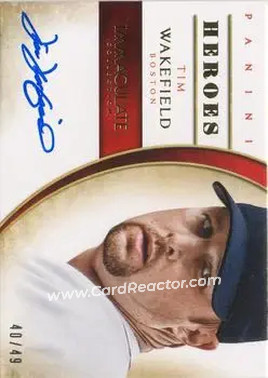 2014 Panini Immaculate Collection - Immaculate Heroes Autographs #7 - Tim Wakefield - Boston Red Sox - Front 2014 Panini Immaculate Collection - Immaculate Heroes Autographs #7 - Tim Wakefield - Boston Red Sox - Front