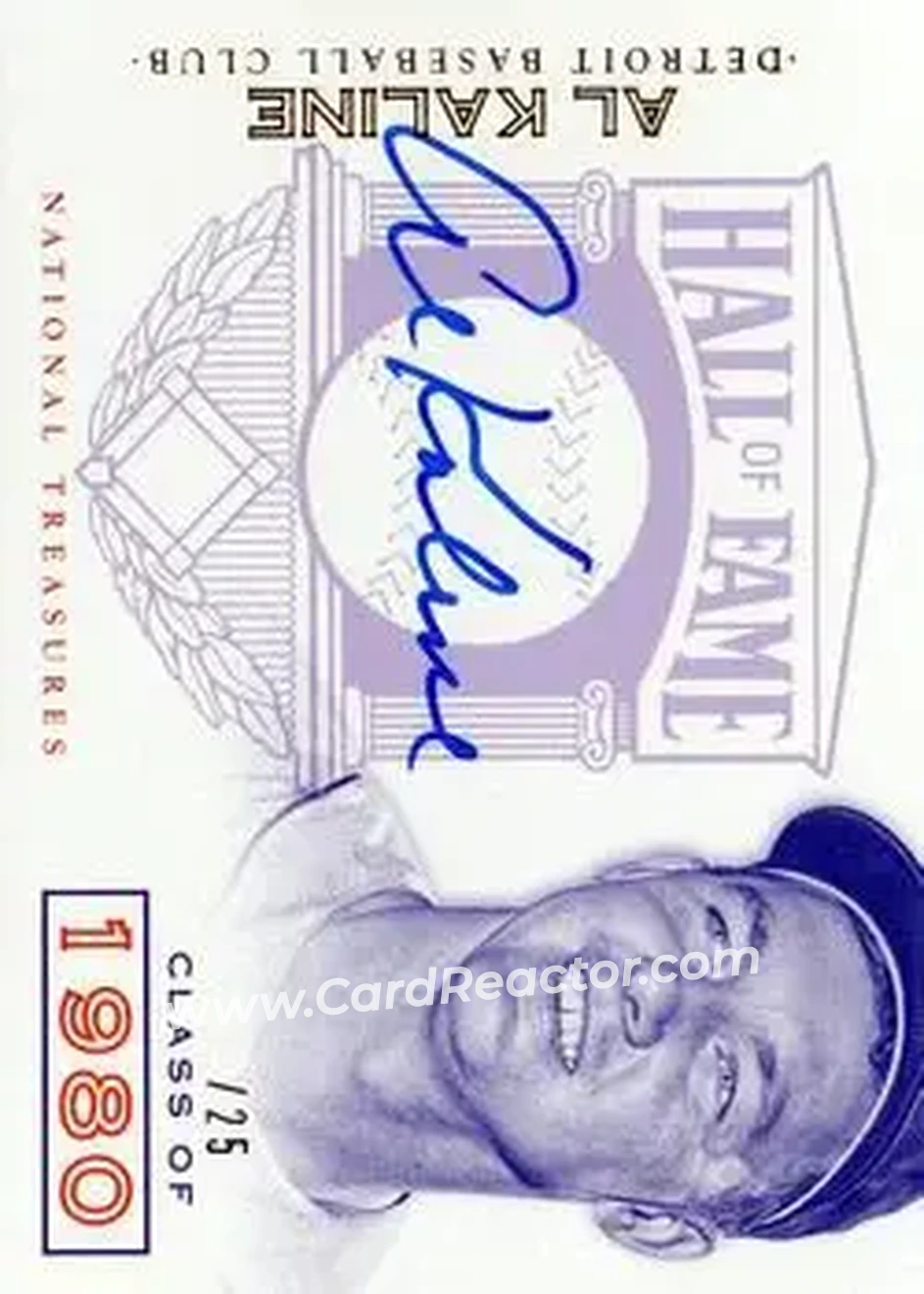 2014 Panini National Treasures - HOF Logo Signatures #1 - Al Kaline - Detroit Tigers - Front 2014 Panini National Treasures - HOF Logo Signatures #1 - Al Kaline - Detroit Tigers - Front