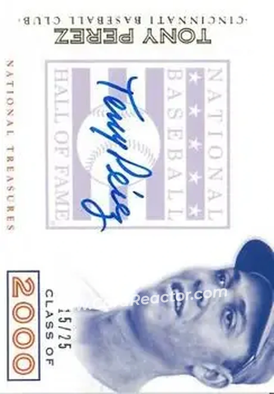 2014 Panini National Treasures - HOF Logo Signatures #48 - Tony Pérez - Cincinnati Reds - Front 2014 Panini National Treasures - HOF Logo Signatures #48 - Tony Pérez - Cincinnati Reds - Front