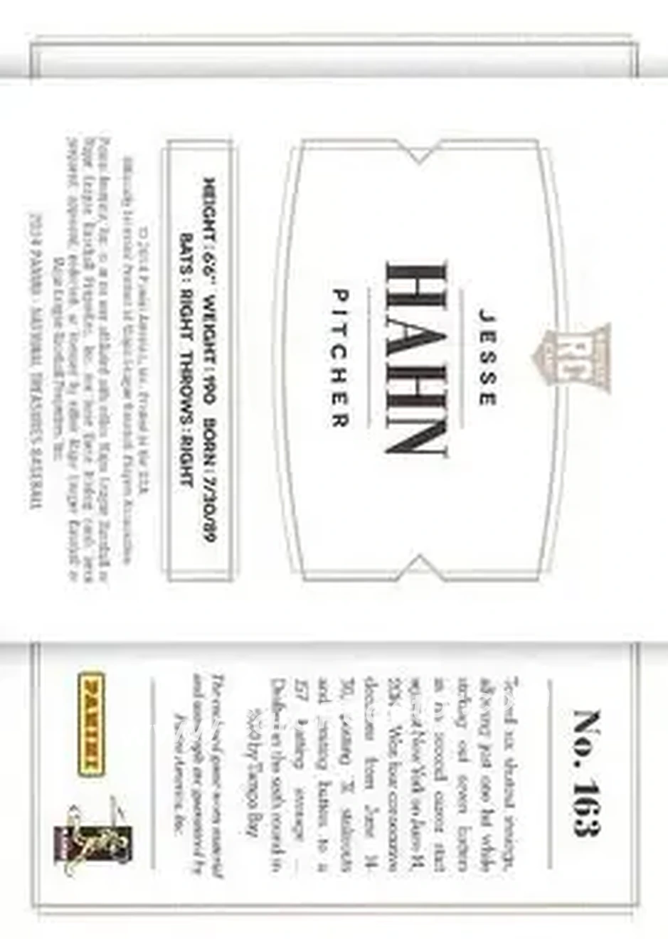 2014 Panini National Treasures #163 - Jesse Hahn - San Diego Padres - Back