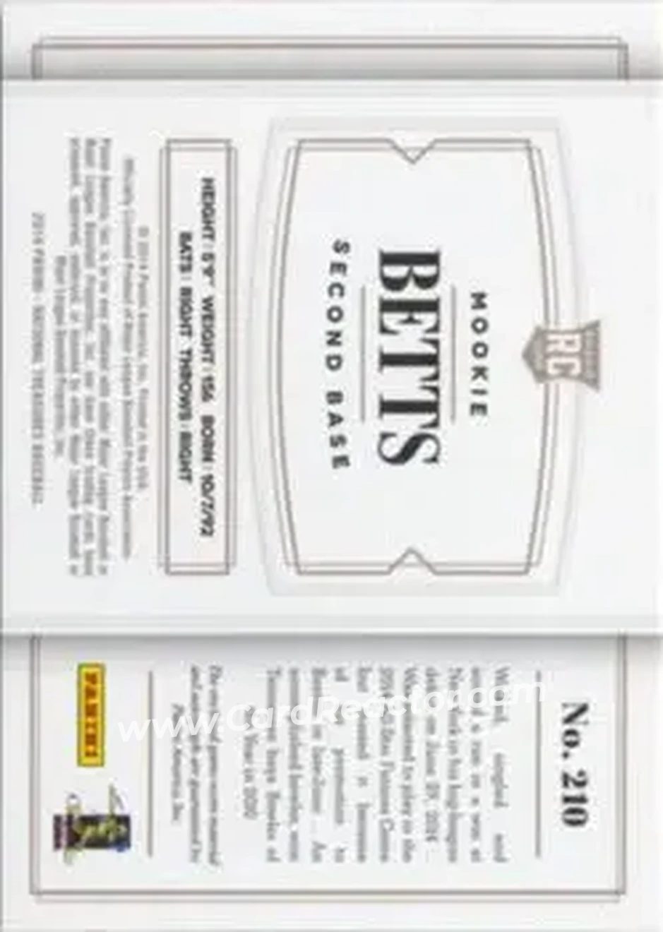 2014 Panini National Treasures #210 - Mookie Betts - Boston Red Sox - Back