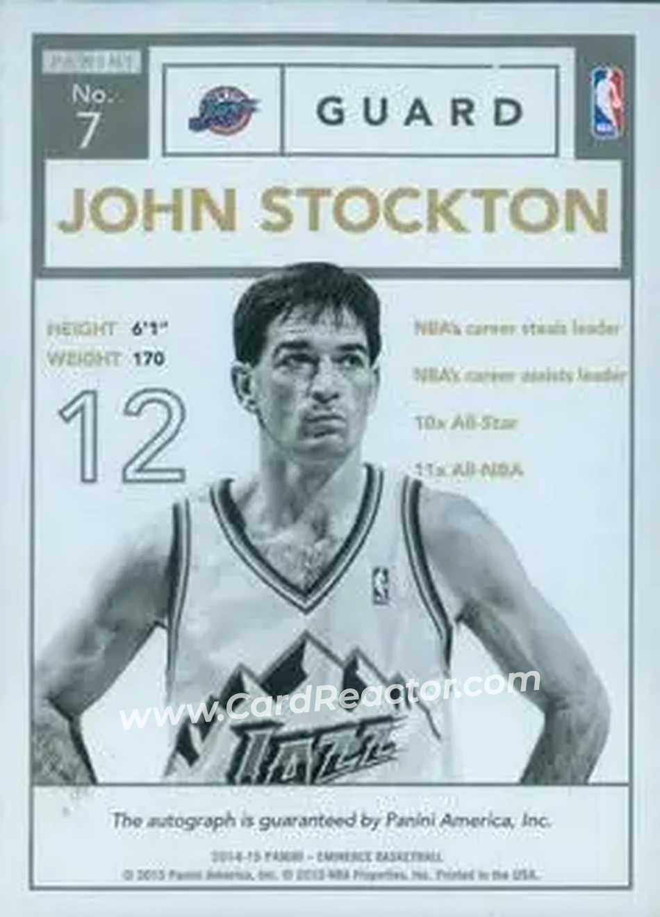 2014-15 Panini Eminence #7 - John Stockton - Utah Jazz - Back