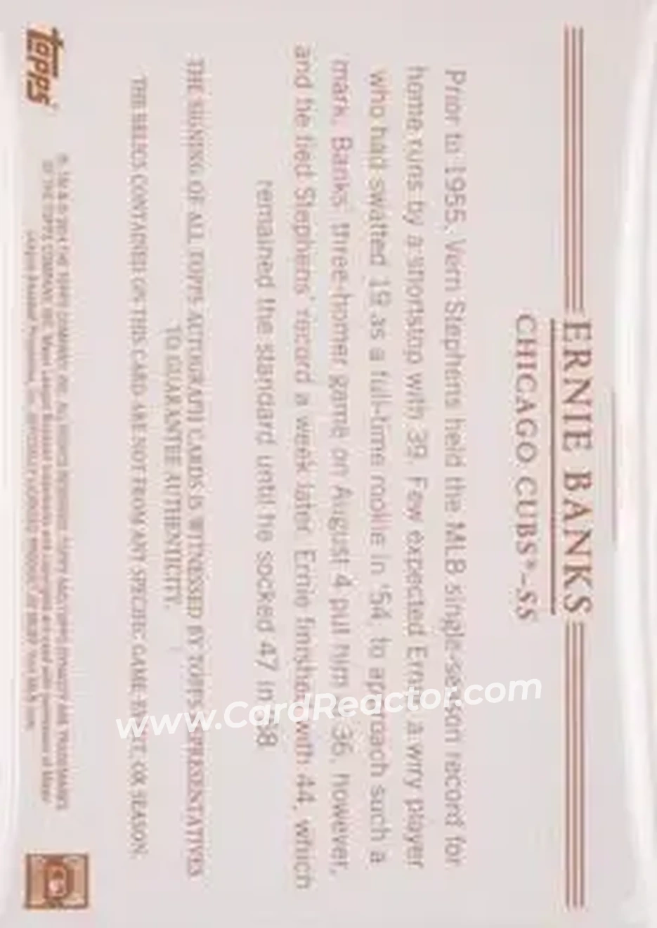 2014 Topps Dynasty - Greats Dual Relic Autographs #DRG-EB1 - Ernie Banks - Chicago Cubs - Back