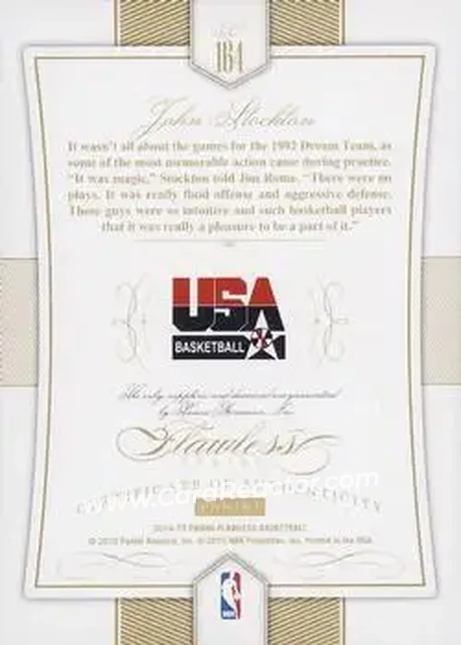 2014-15 Panini Flawless #164 - John Stockton - USA - Back