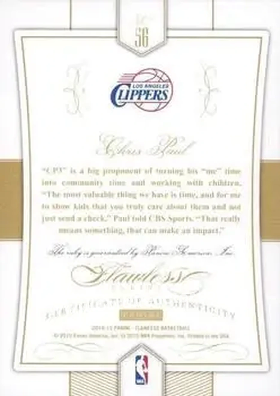 2014-15 Panini Flawless - Ruby #56 - Chris Paul - Los Angeles Clippers - Back