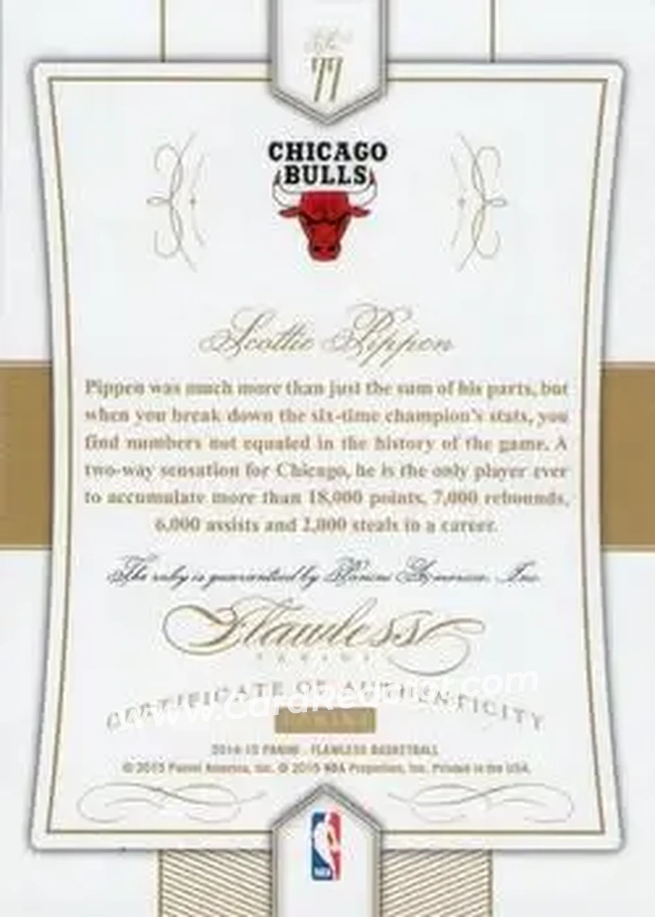 2014-15 Panini Flawless - Ruby #77 - Scottie Pippen - Chicago Bulls - Back