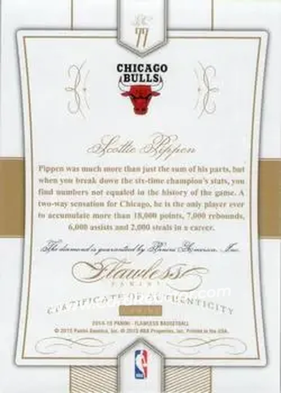 2014-15 Panini Flawless - Black #77 - Scottie Pippen - Chicago Bulls - Back 2014-15 Panini Flawless - Black #77 - Scottie Pippen - Chicago Bulls - Back