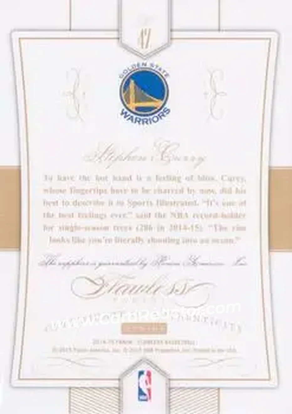 2014-15 Panini Flawless - Sapphire #47 - Stephen Curry - Golden State Warriors - Back