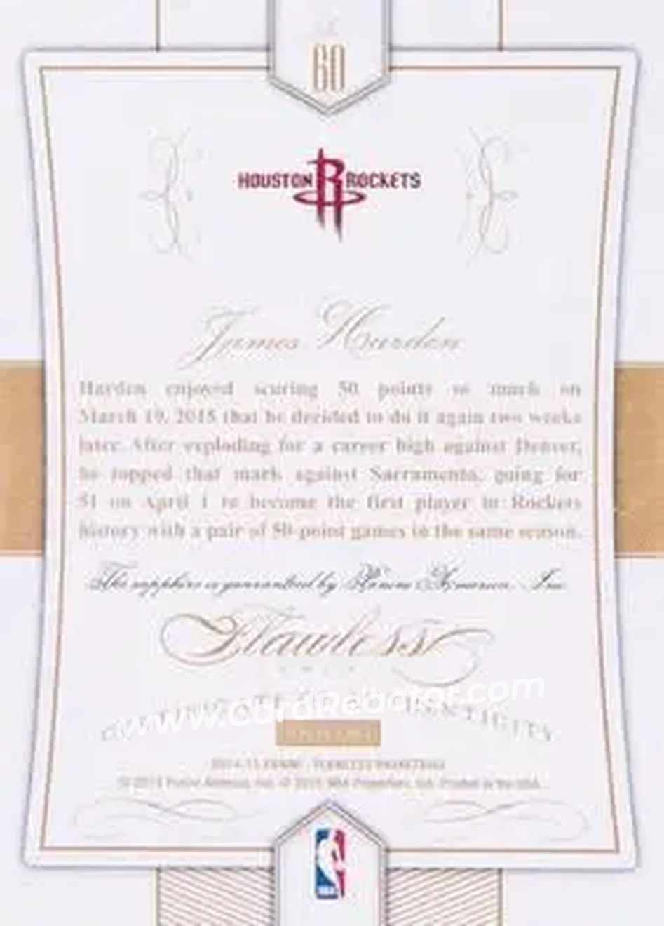 2014-15 Panini Flawless - Sapphire #60 - James Harden - Houston Rockets - Back 2014-15 Panini Flawless - Sapphire #60 - James Harden - Houston Rockets - Back