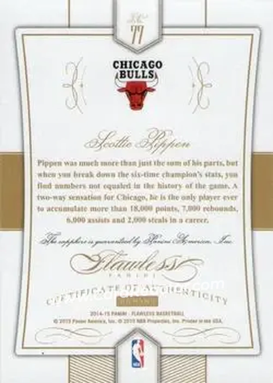 2014-15 Panini Flawless - Sapphire #77 - Scottie Pippen - Chicago Bulls - Back
