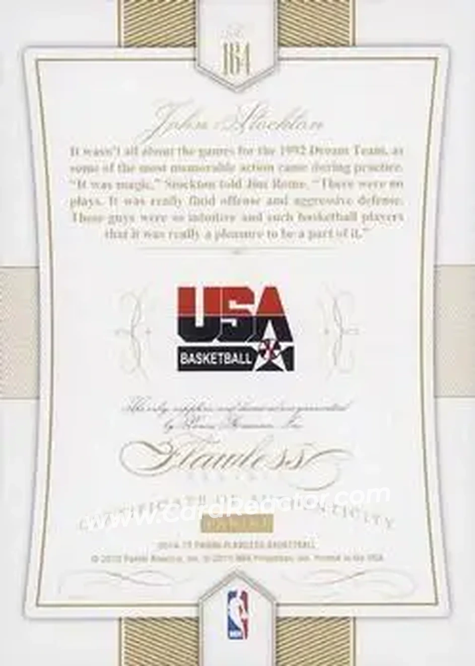 2014-15 Panini Flawless - Sapphire #164 - John Stockton - USA - Back