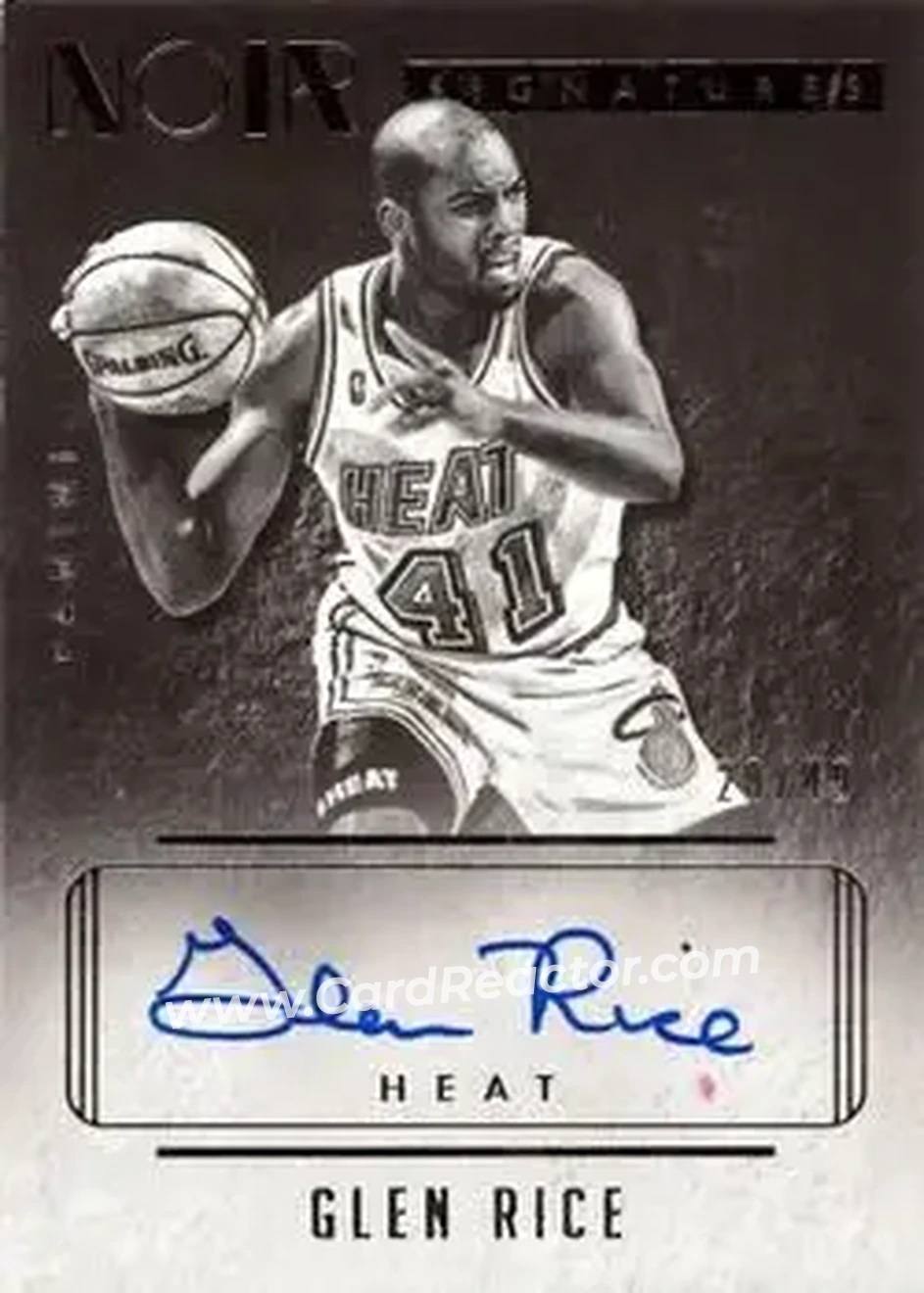 2014-15 Panini Noir - Auto Noir Black and White #NBW-GR - Glen Rice - Miami Heat - Front