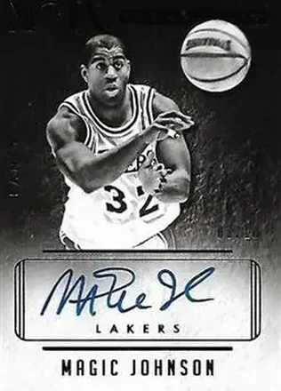 2014-15 Panini Noir - Auto Noir Black and White #NBW-MJ - Magic Johnson - Los Angeles Lakers