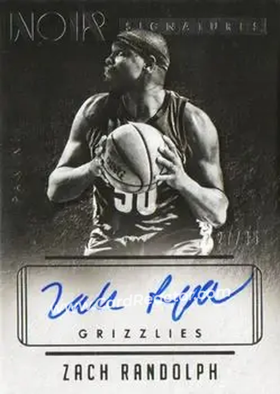 2014-15 Panini Noir - Auto Noir Black and White #NBW-ZR - Zach Randolph - Memphis Grizzlies - Front 2014-15 Panini Noir - Auto Noir Black and White #NBW-ZR - Zach Randolph - Memphis Grizzlies - Front