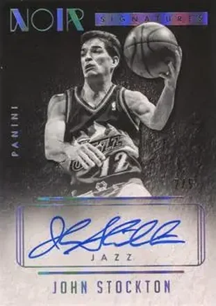2014-15 Panini Noir - Auto Noir Black and White Platinum #9 - John Stockton - Utah Jazz