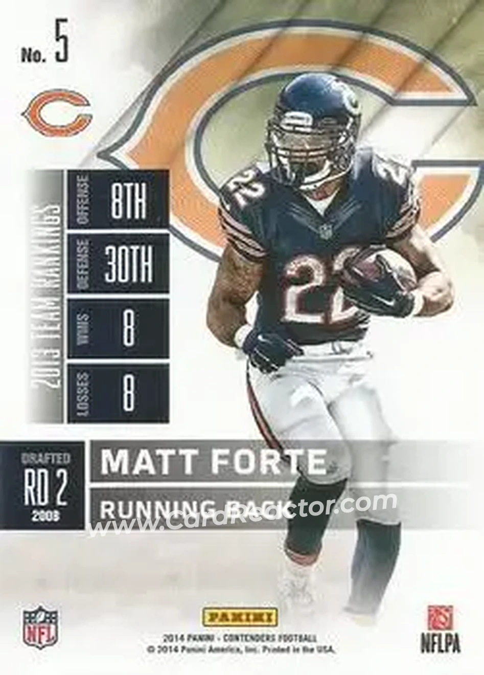2014 Panini Contenders #5 - Matt Forte - Chicago Bears - Back