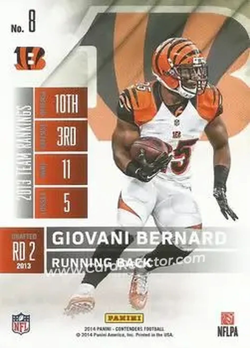 2014 Panini Contenders #8 - Giovani Bernard - Cincinnati Bengals - Back