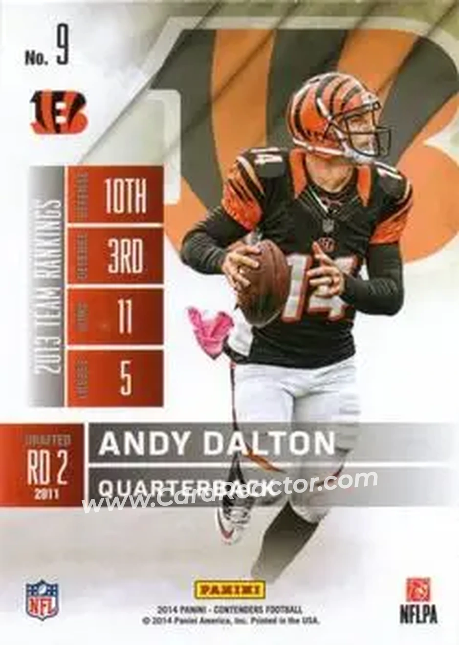 2014 Panini Contenders #9 - Andy Dalton - Cincinnati Bengals - Back