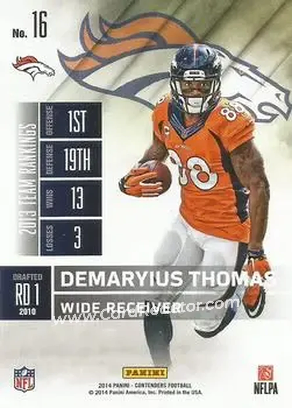 2014 Panini Contenders #16 - Demaryius Thomas - Denver Broncos - Back