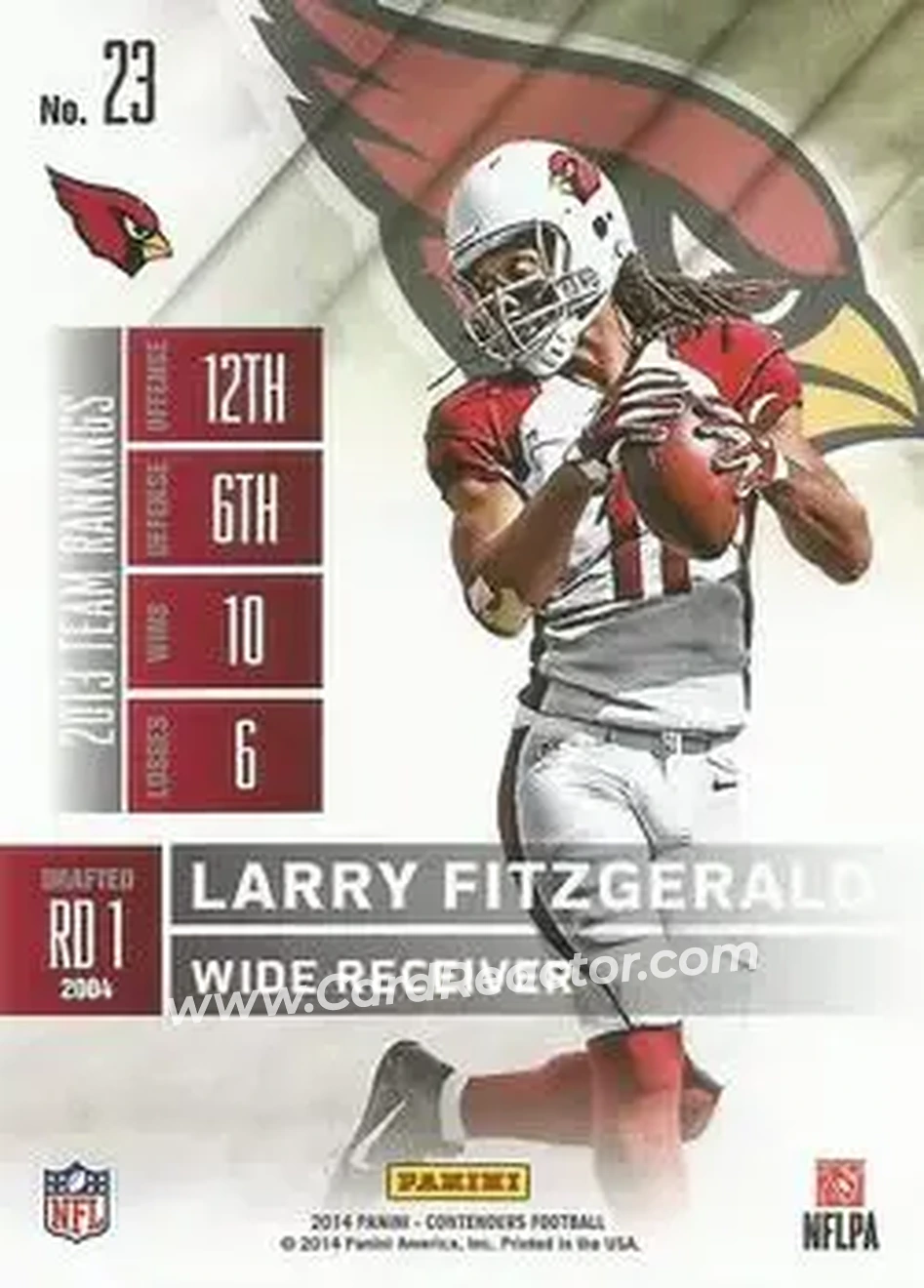 2014 Panini Contenders #23 - Larry Fitzgerald - Arizona Cardinals - Back