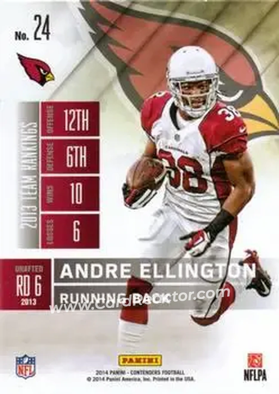 2014 Panini Contenders #24 - Andre Ellington - Arizona Cardinals - Back